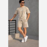 ست تیشرت شلوارک بیسکوییتی طرح جذاب UNDER ARMOUR نواردوزی شده