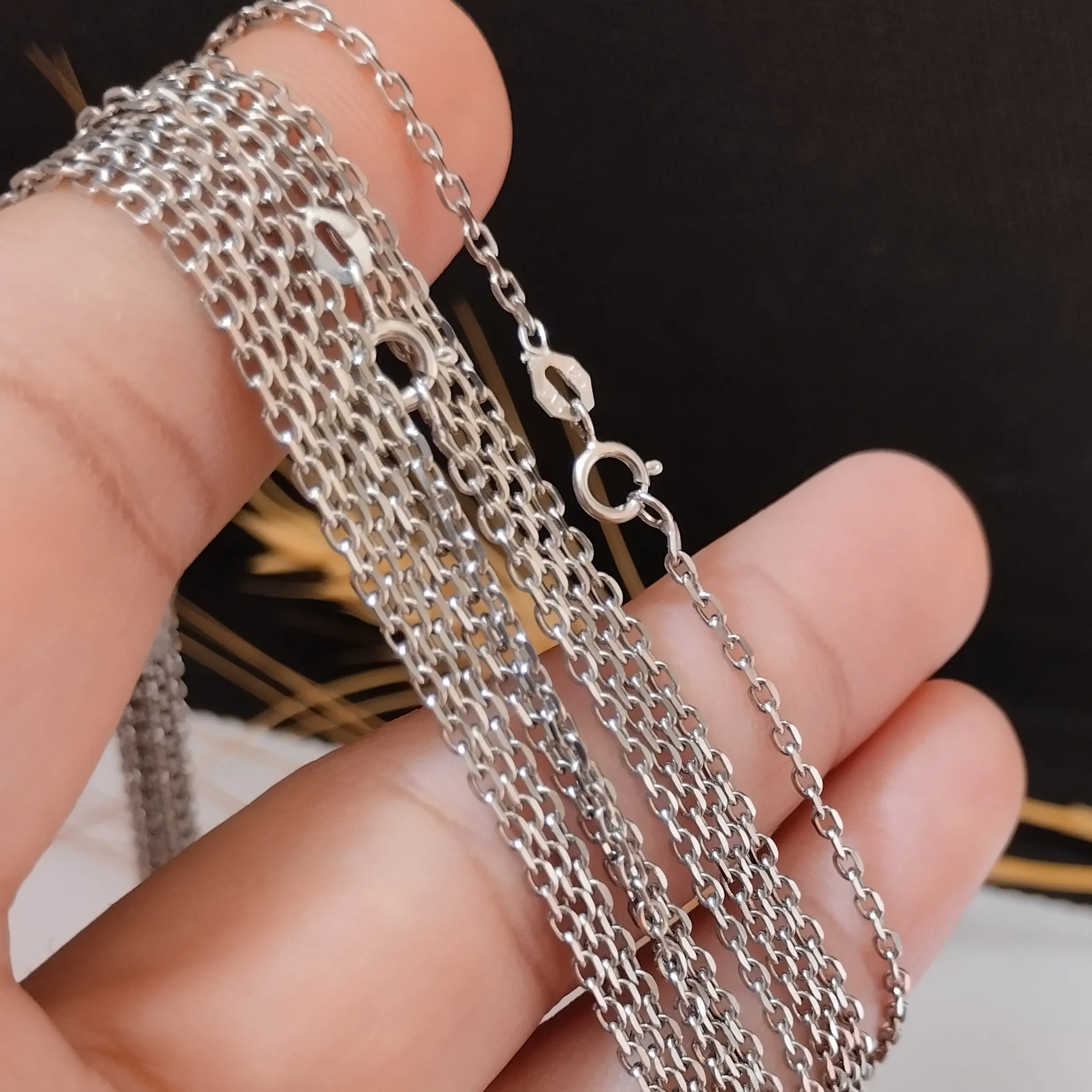 زنجیر نقره دیپلمات خارجی زنانه و مردانه روکش طلا سفید 50 سانت