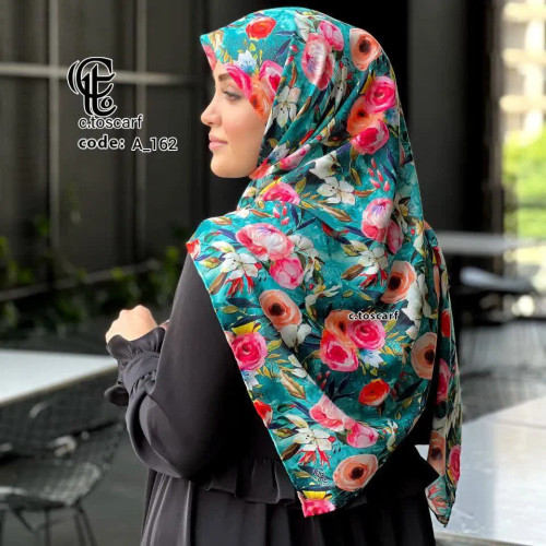 روسری نخ کاستوم طرح فلور قواره 140 بزرگ