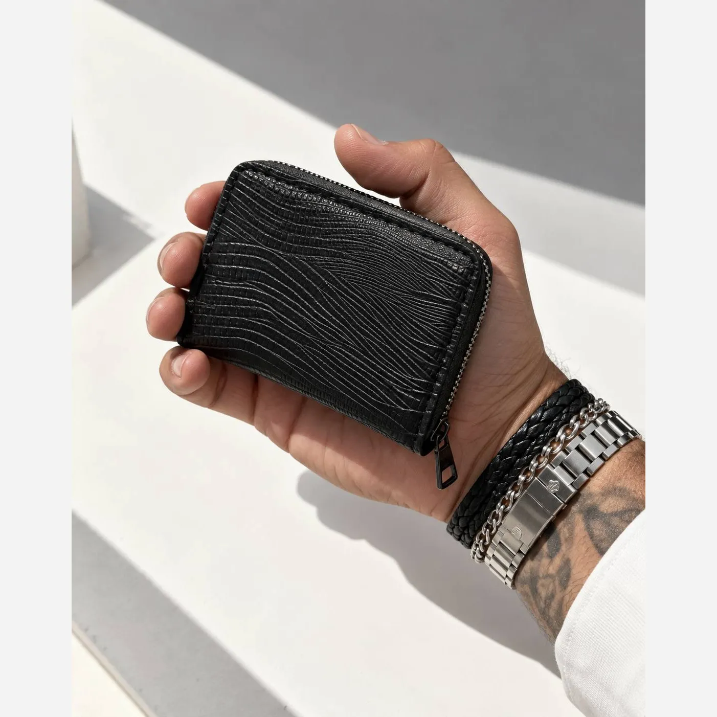 جا کارتی چرم مصنوعی زنانه مدل زیپ دار ابعاد 11 در 7 سانتیمتر