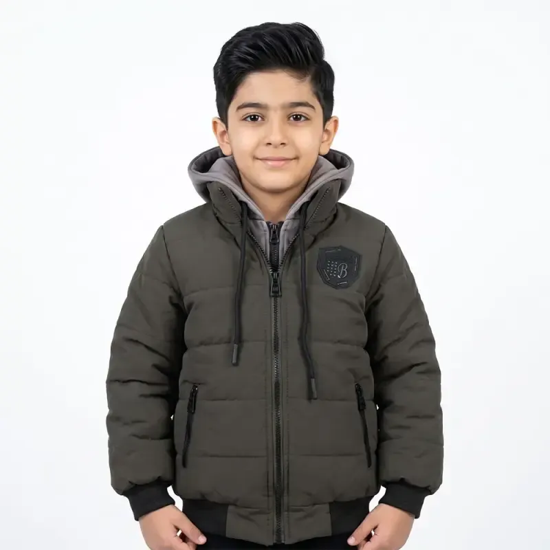 کاپشن پسرانه برزنتی قهوه ای سوخته پاییزه و زمستانه