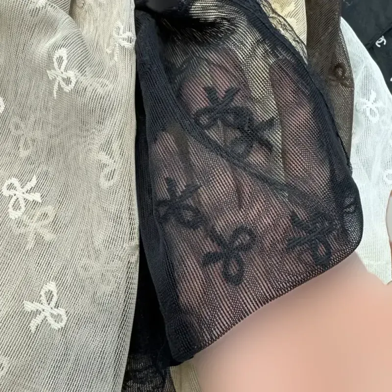 شال توری پاپیونی دور دانتل مناسب استفاده روزمره قواره 185 در 63 سانت