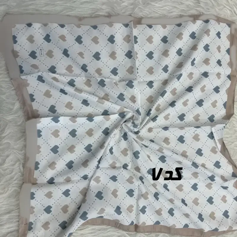 مینی اسکارف آبی نخ طرحبندی قواره 65×65 مناسب استفاده روزمره