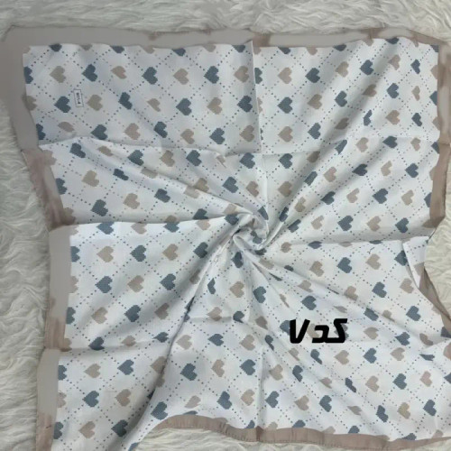 مینی اسکارف آبی نخ طرحبندی قواره 65×65 مناسب استفاده روزمره