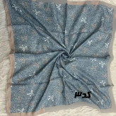 مینی اسکارف آبی نخ طرحبندی قواره 65×65 مناسب استفاده روزمره