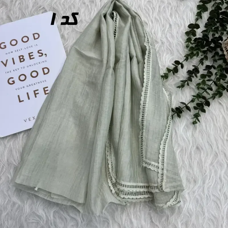 شال وارداتی مجلسی دوردانتل جنس نخ کتان سنگشور قواره 195 در 77 سانت