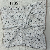 مینی اسکارف نخی نسکافه ای طرح دار قواره 65 در 65 سانتی متر