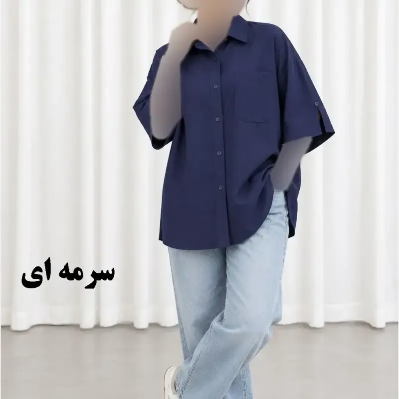شومیز زنانه پری سیلک جلو جیب آستین دکمه نما فری سایز چهارفصل