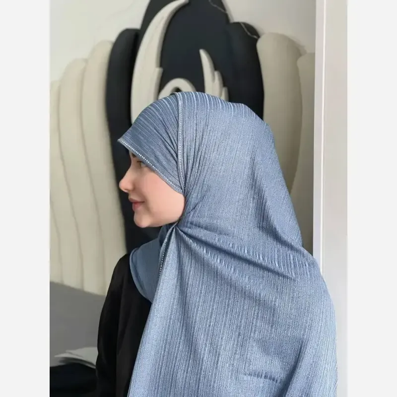 شال کشی کویتی کریشه تریکو کش نگین دار و ساده ابعاد 2 در 75 سبک و خنک