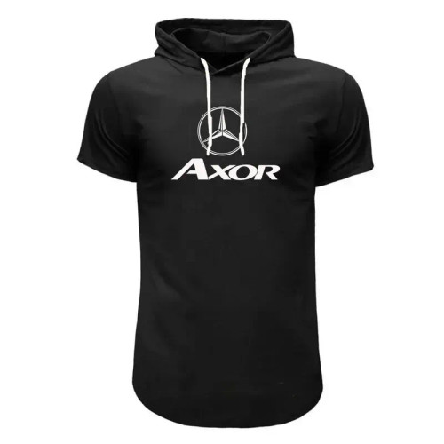 تیشرت کلاه دار مردانه طرح akor مدل b6000 سفید و قرمز