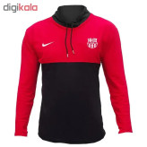 تیشرت آستین بلند مردانه جنس جودون طرح تیم بارسلونا یقه ایستاده سایز L XL 2XL