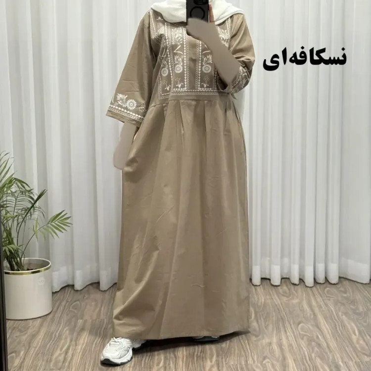 پیراهن لینن زامفورس فری سایز زنانه تا سایز 48 چهارفصل شیک و راحت بدون آبرفت و رنگ رفت کمربنددار