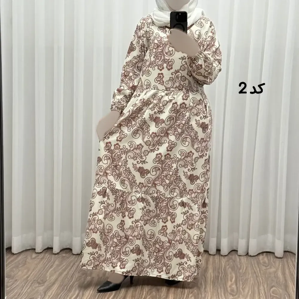 پیراهن فلور بوگاتی مدل تنو نخی شسته شده فری سایز تا 48 چهارفصل شیک و راحت بنددار بدون آبرفت و رنگ رفت