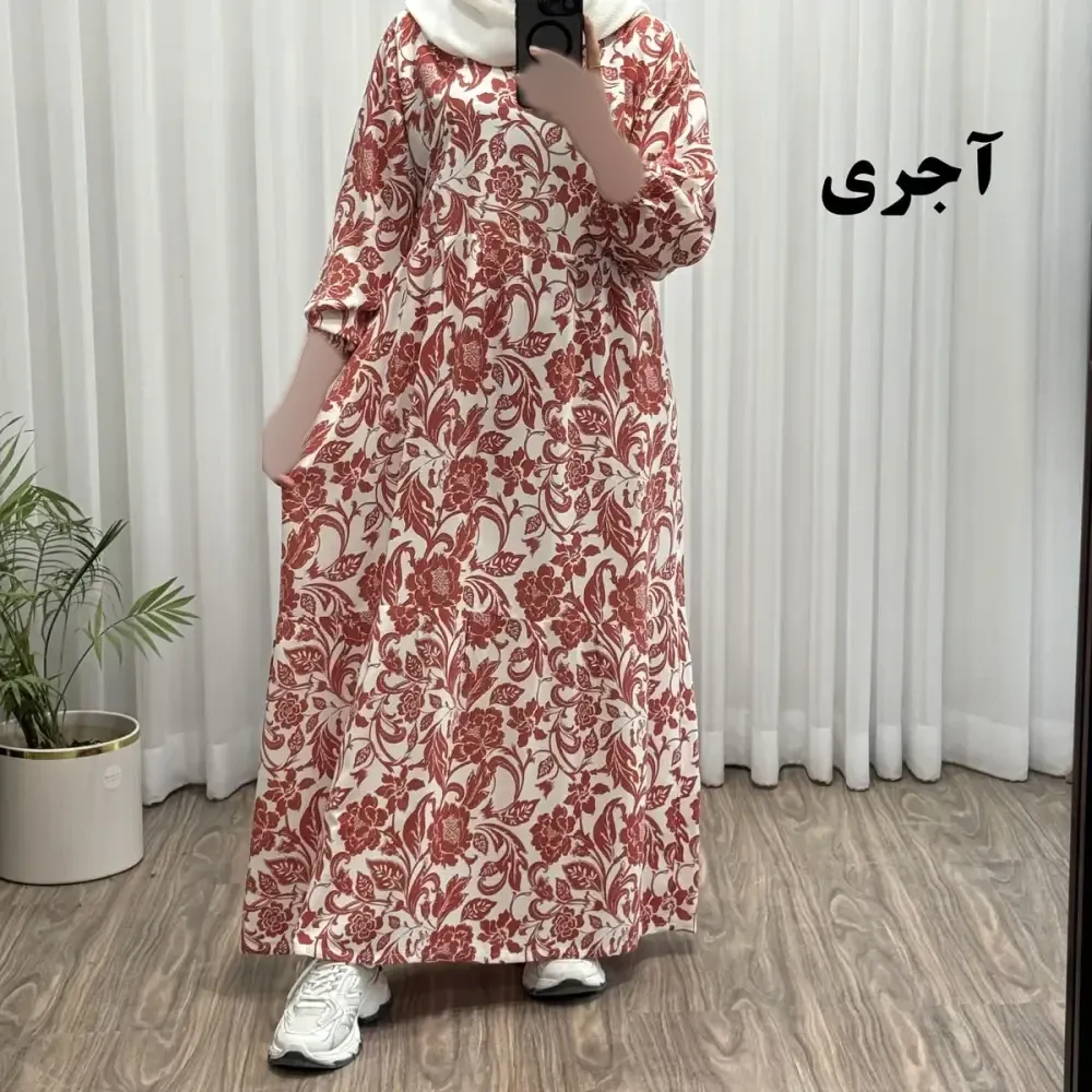 پیراهن نخی زنانه فری سایز تا 50 چهارفصل شیک و راحت بنددار سایه نمیندازد