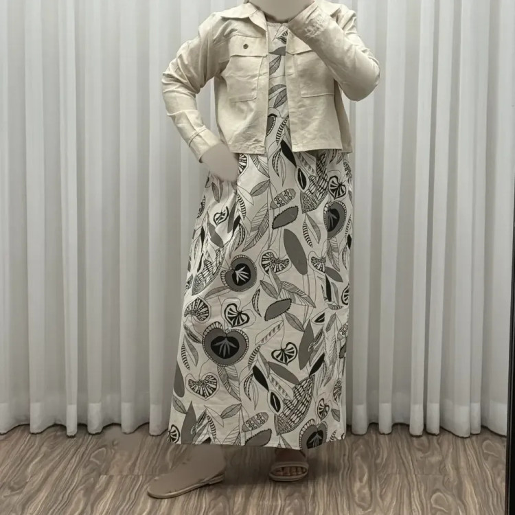 کت سارافون لینن فری سایز یاپراق کد 1512 مناسب تا سایز 46 چهارفصل بدون بدن نما