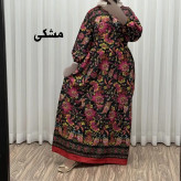 پیراهن فلور بوگاتی حاشیه دار نخی فری سایز تا 50 بنددار چهارفصل زنانه شیک