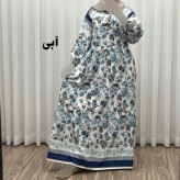پیراهن فلور بوگاتی حاشیه دار نخی فری سایز تا 50 بنددار چهارفصل زنانه شیک