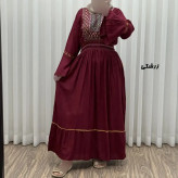 پیراهن نخی گلدوزی زنانه و دخترانه فری سایز مدل نازی کد 1778