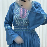 پیراهن نخی گلدوزی زنانه و دخترانه فری سایز مدل نازی کد 1778