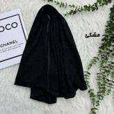 شال نخی برشکا ساده دور گان مشکی قواره 190 در 65 سانتی متر