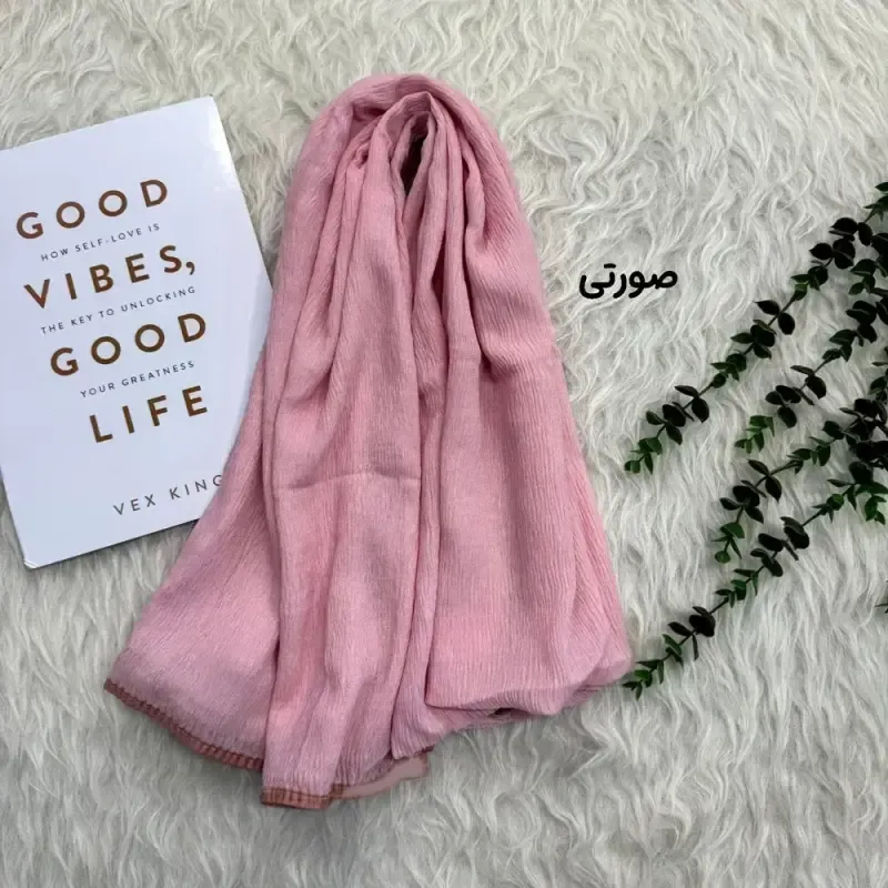 شال نخی برشکا ساده دور گان مشکی قواره 190 در 65 سانتی متر