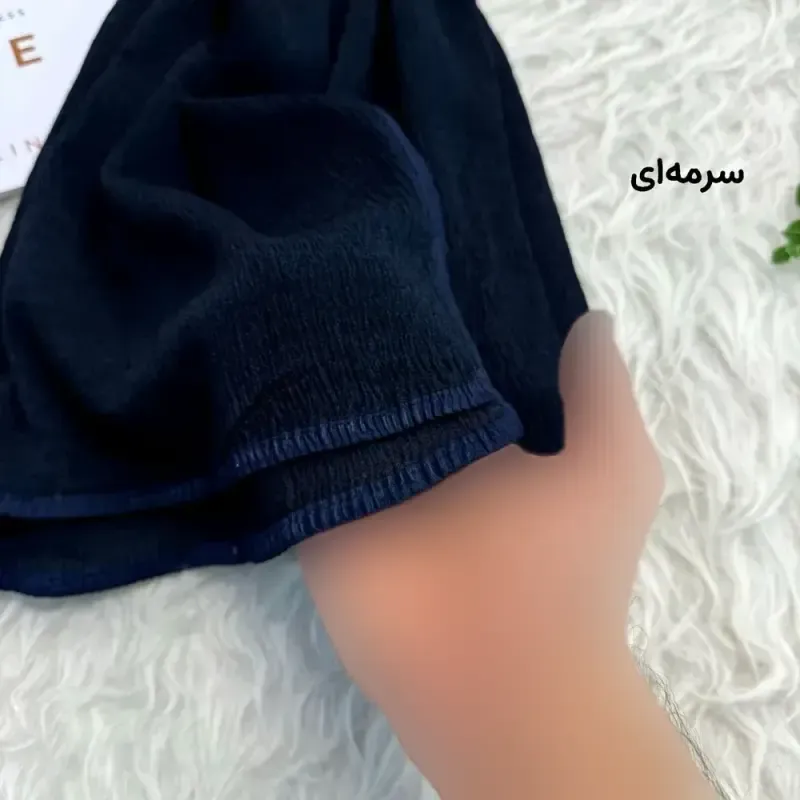 شال نخی برشکا ساده دور گان مشکی قواره 190 در 65 سانتی متر