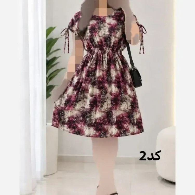 پیراهن کوتاه کمرکش زنانه نخی درجه یک دبی فری سایز خنک تابستانی