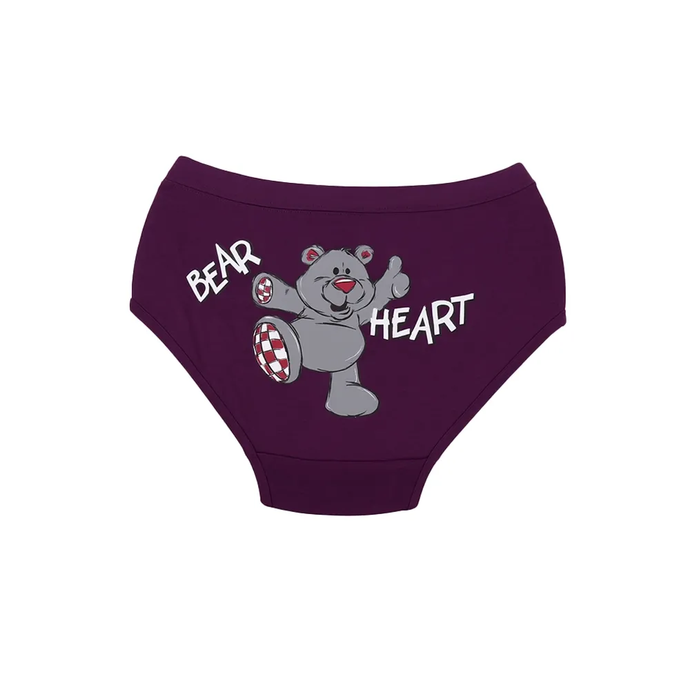 شورت زنانه اسلیپ نخی کش پهن طرح Bear Heart برند بانو سایز XL