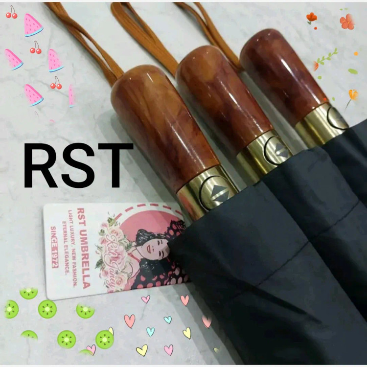 چتر لوکس اتومات برند RST دو رویه 10 فنره ضد باد دسته چوب براق دو نفره