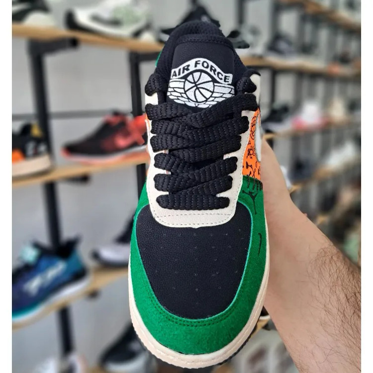کفش اسپرت زنانه نایک وودو ایر فورس رنگ سبز نارنجی مشکی