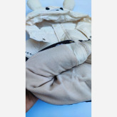 کاپشن بچگانه وارداتی تدی پشم شیشه دار مخملی رنگ مشکی و کرم