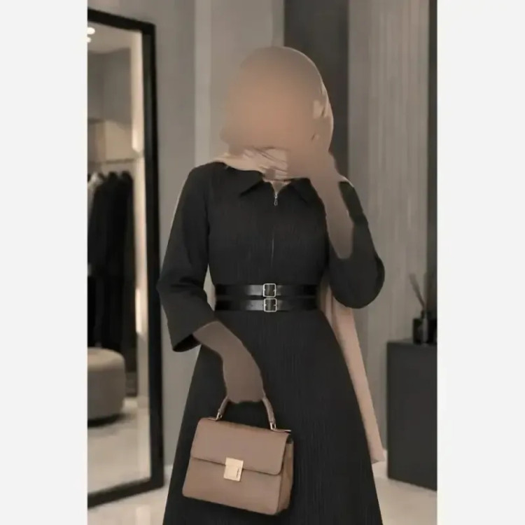 پیراهن مانتویی بیتا جنس فیونا دیپلمات رنگ مشکی و طوسی سایز یک و دو