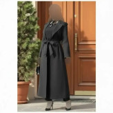 مانتو ماکسی فاخر بزیاق کره ای مشکی سایز یک و دو