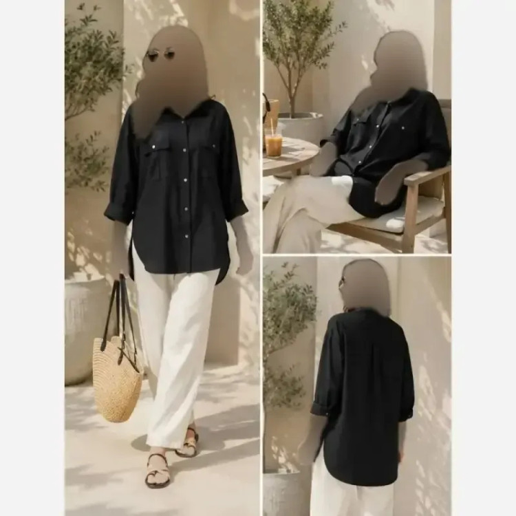 مانتو پاییزه سیمین نخ کتان کجراه جلو دکمه فری سایز تا 50