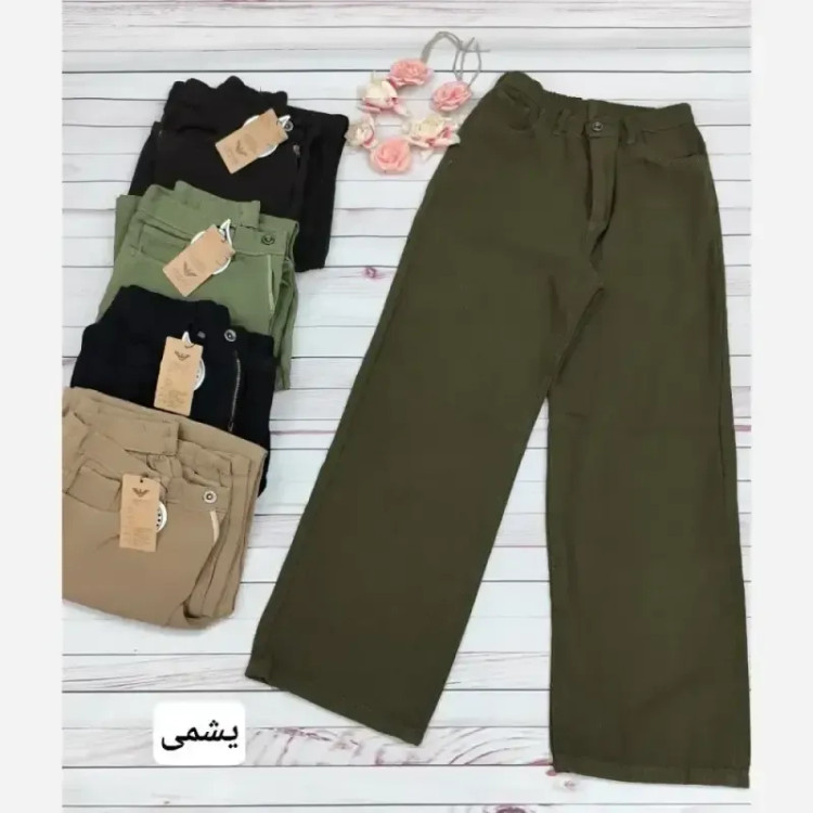 شلوار کتان سیلک پاییزه زنانه مدل حصیری دوخت مزونی