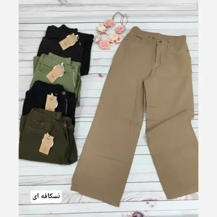 شلوار کتان سیلک پاییزه زنانه مدل حصیری دوخت مزونی