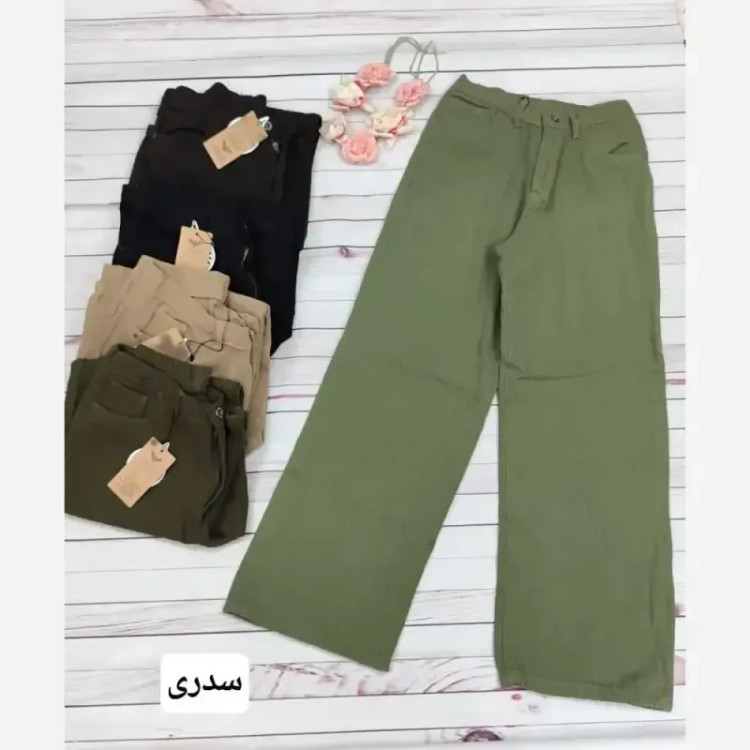 شلوار کتان سیلک پاییزه زنانه مدل حصیری دوخت مزونی