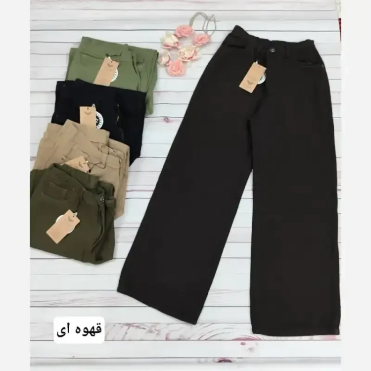 شلوار کتان سیلک پاییزه زنانه مدل حصیری دوخت مزونی